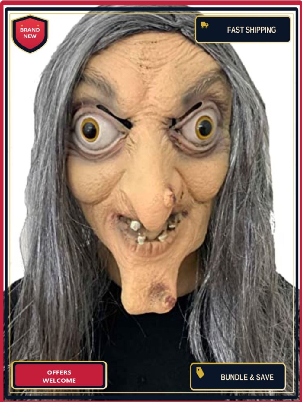 Realistic Face Old Lady Man Creepy Scary Witch Mask Halloween Latex Costume